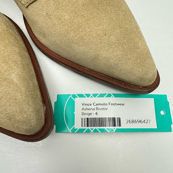 NEW Vince Camuto Ashena Tan Suede Leather Buckle Zip Up Bootie Ankle Boots - Picture 12 of 14